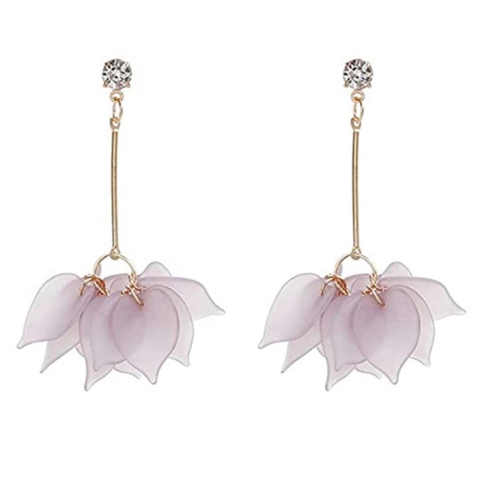 Acrylic Flower Petal Rhinestone Earrings*
